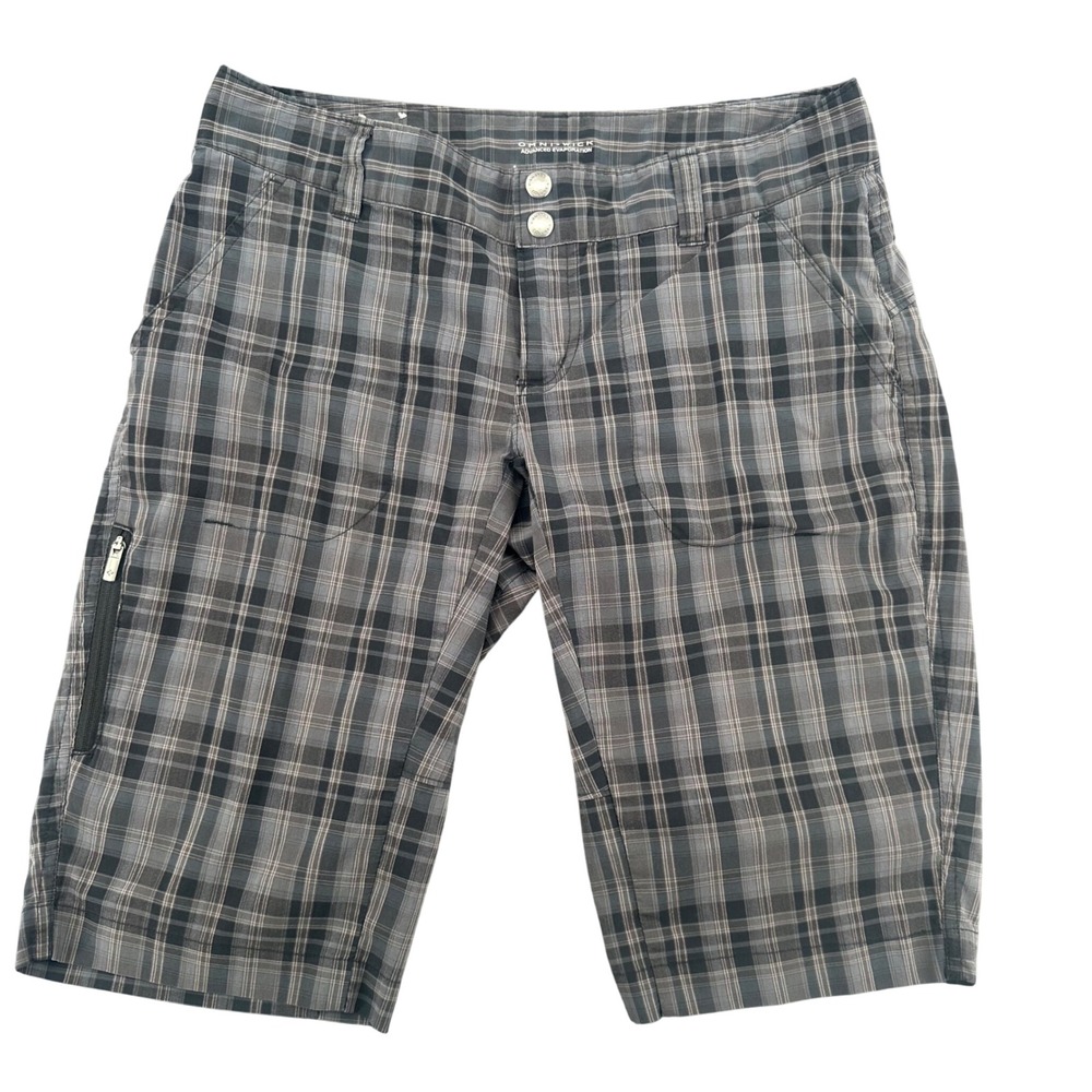 Columbia Omni-Wick Mens Plaid Shorts Gray Black Hiking Outdoor Size 30 Inseam 11